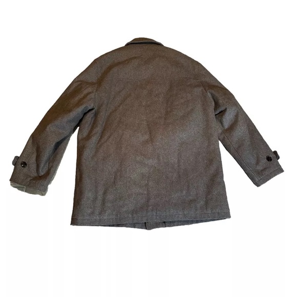 London Fog Gray Button Up Mens Sz XL Multi Pocket Wool Overcoat Trench Coat - Picture 3 of 12